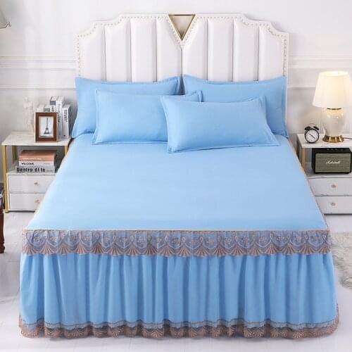 Bedding Lace Bed Skirt Pure Color Household Bed Cover Queen King Mattress Cover Breathable Sheets Without Pillowcase