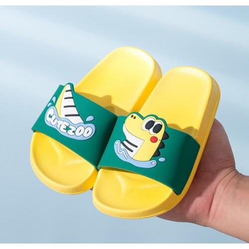 2021 Summer Kids Slippers For Boys Girls Slippers Dinosaur Pvc Flip Flops Baby Non-slip Beach Sandals Childrens Home Bathroom