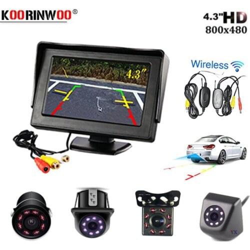 Koorinwoo CCD 2.4 Wireless Car Parking System Kit 4.3" TFT LCD Color Rearview Display Monitor Reversing Backup Rear View Camera