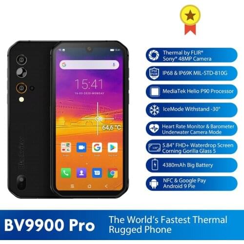 Blackview NEW BV9900 Pro Thermal Camera Mobile Phone Helio P90 Octa Core 8GB+128GB IP68 Rugged Smartphone 48MP Quad Rear Camera