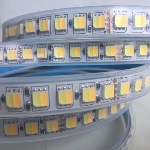 CCT LED Strip Dual White Warm White & White 2 in 1 Chip 5050/5025 Led Tape Color Tem Ajustable DC12v/24V waterproof 60 /120leds