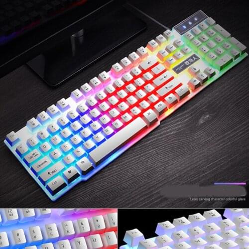 LED Backlit Gaming Keyboard Steam Punk Metal Panel Spill Resistant Keyboard Rainbow Backlit Wired Gaming 104 Keys Mechanical