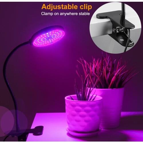 LED Grow Light with Blue Red Light Auto On/Off 4/8/12H Timer 5 Brightness Leves Waterproof Clip Plants Seedlings Growing Lamps