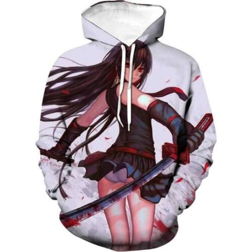 New features in 2021 Anime Hip Hop Style Hoodie Men Fall Fashion AKame ga KILL 3D Printing Hooded Sweatshirt Spring/Summer