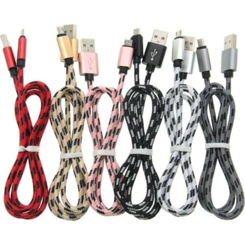 Wholesale 1M 2M 3M Fabric Sync Data Charging Charger Adapter USB Cable for iPhone 12 11 Pro XS Max XR X 8 5 6 7 Plus 100pcs