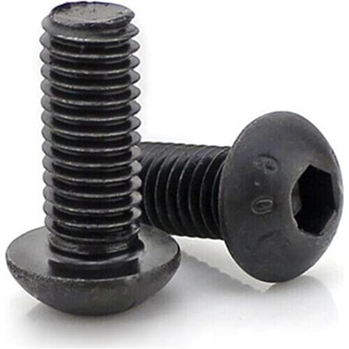 M5x8mm Button Head Hex Socket Cap Screw Bolt Black 50 pcs