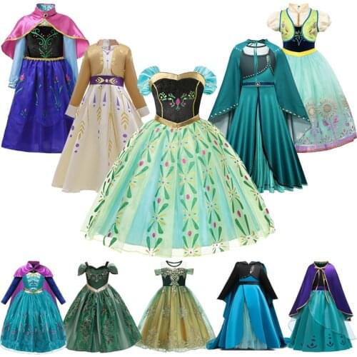 VOGUEON Girls Dress Anna Costume Snow Queen Elsa Dress Princess for Kids Dress for Girls Anna Dress Costumes Halloween Cosplay