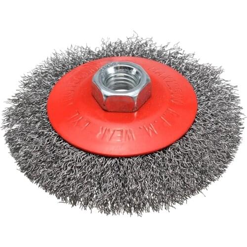 100mm M14 Thread Rotary Stainless Steel Wire Brush Crimp Bevel Wheel Angle Grinder Rust Removal For Metalworking