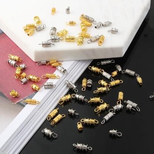 10pcs Gold Rhodium Connectors Screw Clasps for DIY Bracelets Jewelry Making Accessories Cylinder Fasteners Buckle Closed