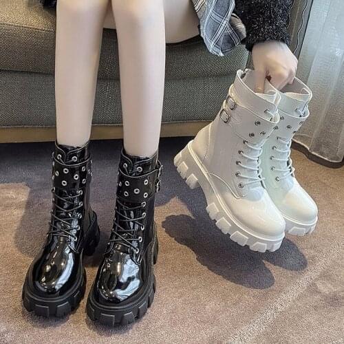 Womens Boots Autumn Winter New Fashion Thick Bottom Round Head Martin Boots Plus Size Korean Casual Comfort Boots Female Shoes