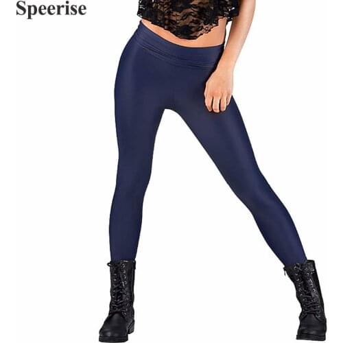 Speerise Adult Black Women High Waisted Spandex Leggings Yoga Pants Ankle-Length Workout Fitness Gymnastics Ballet Dance Pants