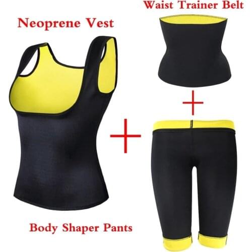 Women Neoprene Body Shaper Vest+Belt+Pant hot waist trainer Slimming Pants Vest Super Stretch Super Lose Weight control pant