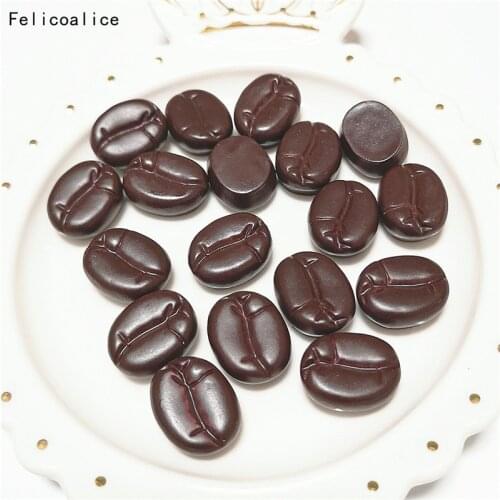 15pcs Charms Simulated Coffee Chocolate Beans Food Resin Addition For Slime DIY Accessories Making Supplies Kitchen Toys