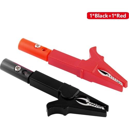 2Pcs Test Probe Kit Cable Clips Socket Battery With 4mm Banana Red Black Test Probe Insulated 55mm Alligator Clip + Banana Plug