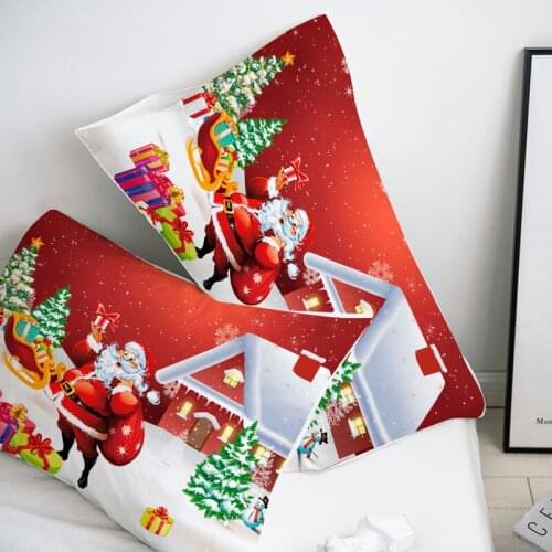 3D HD Custom Pillow Case Pillowcase 50x70 50x75 50x80 70x70 Decorative cartoon Pillow Cover Christmas red Santa Claus Bedding