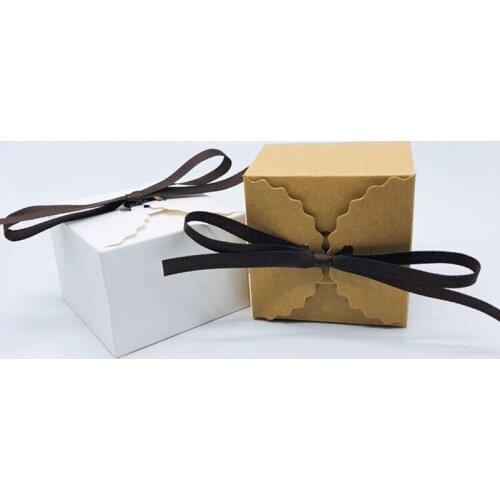 50pcs Brown/White Kraft Dragees Box Wedding Favors Gift Boxes Packaging for Present Wedding Party accessories