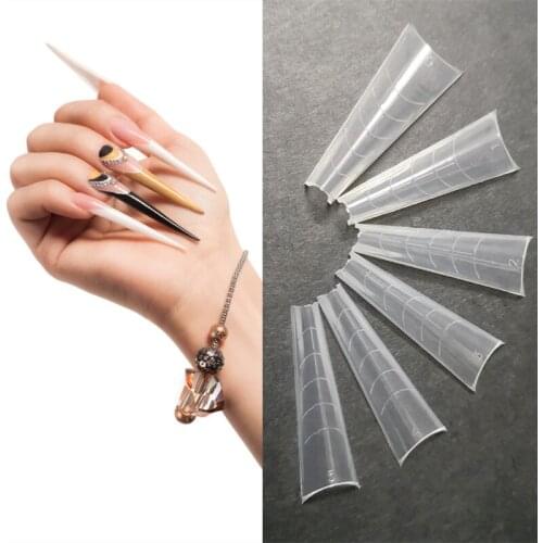 60/120pcs/Set Clear Nail Forms Quick Building Dual Mold Full Cover Poly Nail Gel UV Acrylic Finger Extension Tips Fingernails