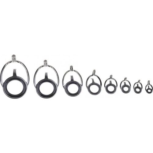 8 Pcs Fishing Rod Guide Oval Fishing Rod Eyes Guides Line Rings Pole Repair Kit Mixed Size Double Leg Rings