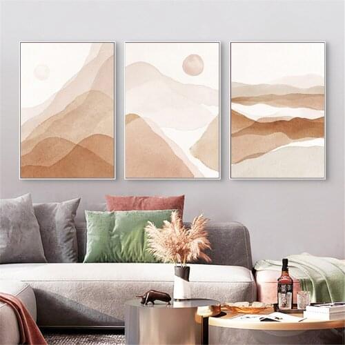 Abstract Sun Mountain Landscape Wall Art Poster Geometry Canvas Painting Boho Art Prints Minimalist Wall Pictures Home Decor