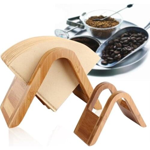 Bamboo Wood Coffee Filter Holder Dispenser Filter Paper Rack Display Shelf Storage 100pcs Filtering Paper Storage Rack Stand