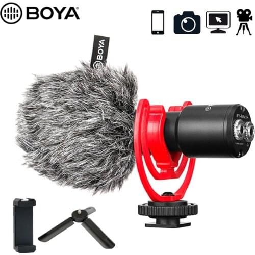 Boya BY-MM1 + Video Microphone Wireless microfono condensa.super-Cardioid Condensator Shotgun Mic for Smartphone DSLR Cameras