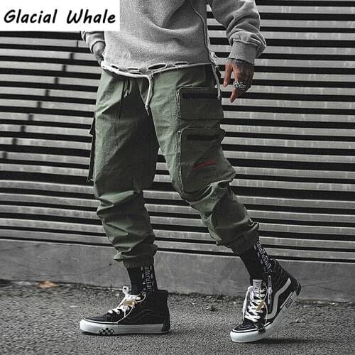 GlacialWhale Japanese Streetwear Mens Cargo Pants Joggers Men Fashion 2021 Green Solid Hip Hop Harajuku Trousers Male Pants Men