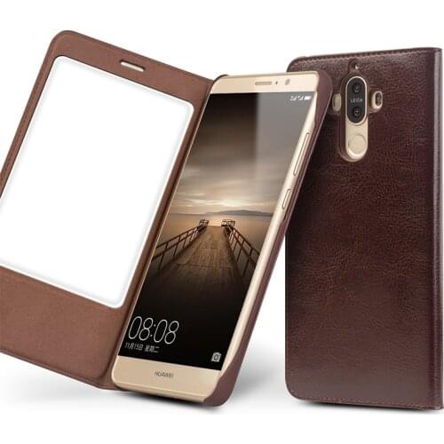 QIALINO Genuine Leather Sleep Wake Function Smart Case for Huawei Ascend Mate 9 Luxury Flip Handmade Cover for Huawei Mate 9