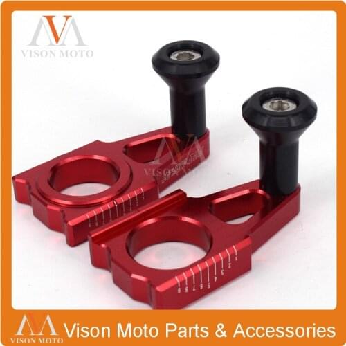 CNC Rear Chain Adjuster Axle Blocks With Slider Spool Bolts For Honda CR125 CR250 CRF250R CRF250X CRF450R CRF450X Dirt Bike