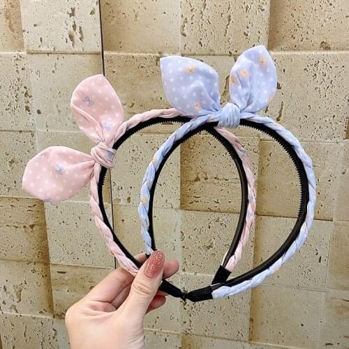 2021 New Children Cute Sweet Dot Print Bow Hairbands Headwears Baby Girls Lovely Colors Hair Hoop Headbands Kid Hair Accessories