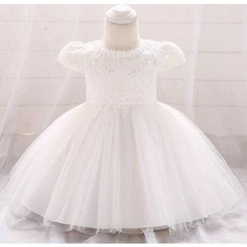 White Flower Girl Dresses Satin Bow Kids Princess Dress Bow Shoulder Kids First Communion Dresses Birthday New Year Gift Dress