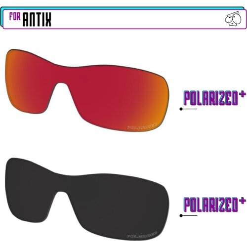 EZReplace Anti Seawater Polarized Replacement Lenses for - Oakley Antix Sunglasses - Black P Plus-Red P Plus