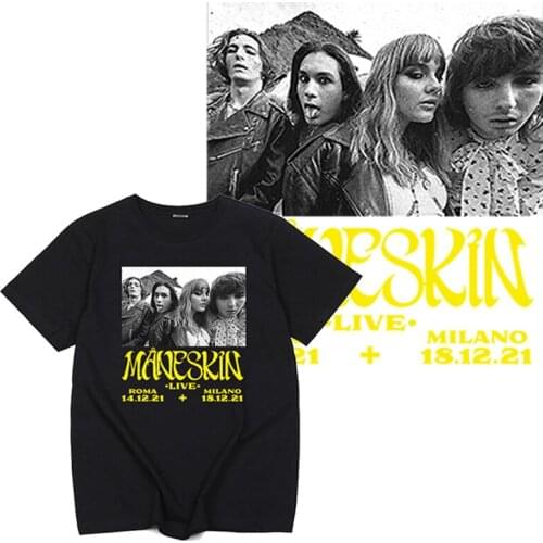 Maneskin Tshirt Italian Rock Band Vintage Hip-hop Style Men Tops New Summer Hombre Hipster Streetwear Unisex Oversized Camisetas