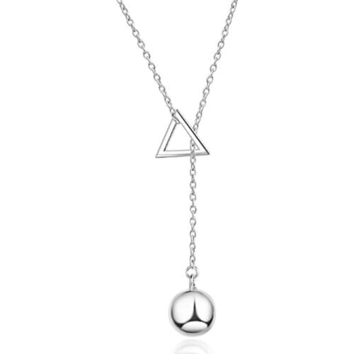 Hot - selling popular creative personality temperament geometric triangle versatile female silver plated necklaces SE069