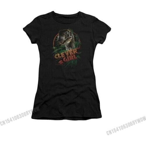 Juniors Jurassic Park Clever Girl Juniors (Slim) T-Shirt Size XL Tops Shirt Graphic Printed Cotton Men T Shirts Custom