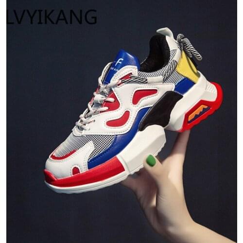 Sneakers Women Trendy Chunky Dad Shoe Laces Platform Shoes New Color Matching Camouflage Sneakers Chaussures Zapatos De Mujer
