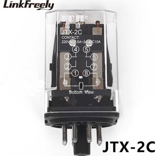 JTX-2C Mini Electromagnetic Coil Relay 10A Round 8 Pins 2NO+2NC AC380V DC110V DC220V General Purpose Voltage Relay Switch