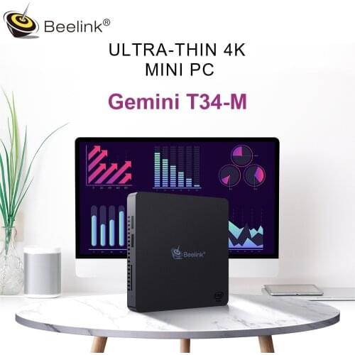 Mini PC Intel Apollo Lake Celeron N3450 Quad Core DDR4 6GB 128/256GB SSD Windows 10 Desktop Beelink T34-M HD VGA Port 1000M LAN