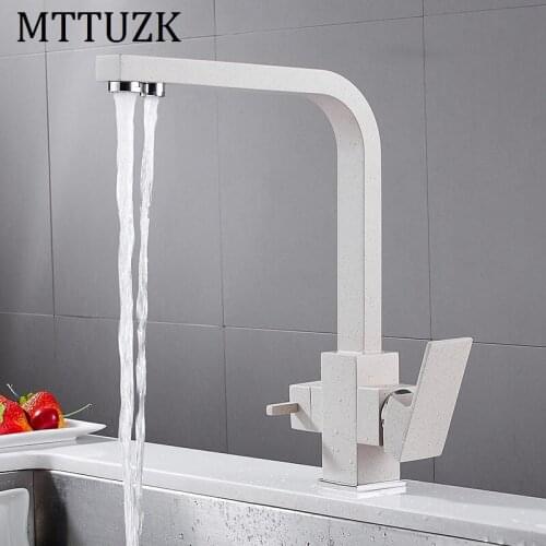 MTTUZK Brass Hot Cold Pure Water 3 in 1 Kitchen Faucet Pure Water Faucet Drinking Water Mixer Taps Double Water Outlet Faucets