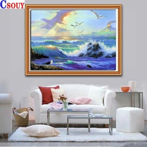 Eagle 5D DIY Diamond Painting Sea Wave Diamond Mosaic Drawing Full Square Round Drill Diamond Embroidery Cross Stitch Home Decor