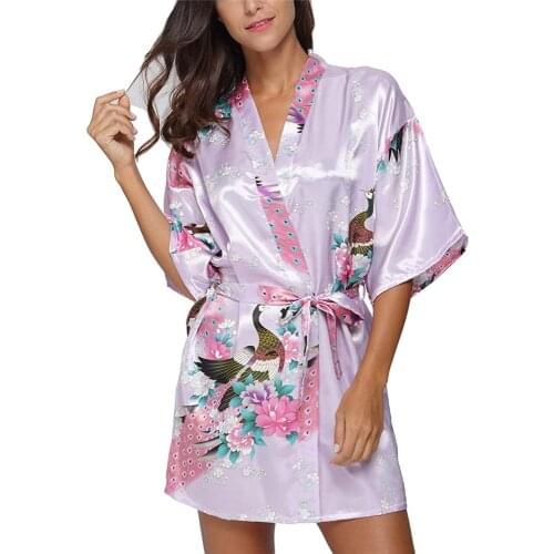 New Purple Bridesmaid Wedding Robe Chinese Women Silk Rayon Sleepwear Sexy Floral Nightgown Kimono Pijama Plus Size XXXL A-010