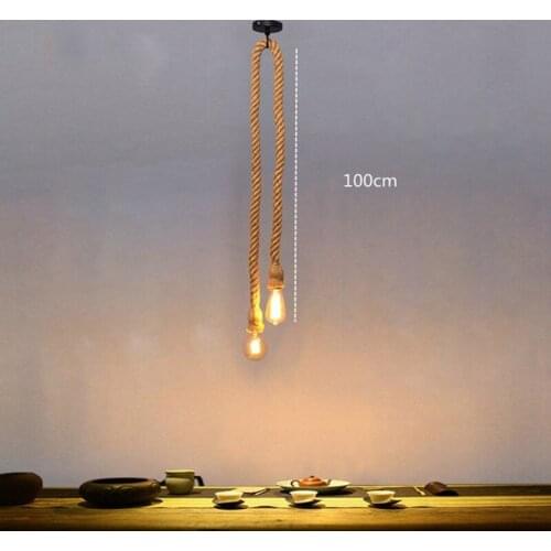 After You Lamp Base Holder Vintage Hemp Rope Electric Wire Cord for DIY E27 Edison Bulb Pendant Light Double/Single Head Natural
