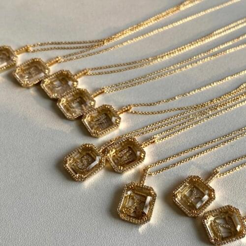 Dasein ACC Handmade Custom Electroplated 18K Special Interest Light Luxury French Ins Diamond Crystal Letter Clavicle Necklace