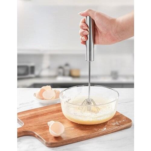 Semi-automatic Beater 304 Stainless Steel Egg Whisk Manual Hand Mixer Self Turning Egg Stirrer Kitchen Accessories Egg Tools