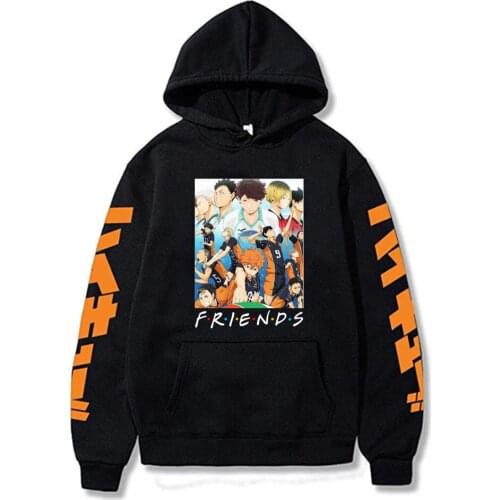 Anime Haikyuu Hoodies Harajuku Karasuno Fly High Friends Graphic Sweatshirts Unisex Tops Male