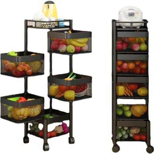 360 degree rotating shelf kitchen floor multi-layer vegetable storage rack household multi-functional fruit and vegetable basket