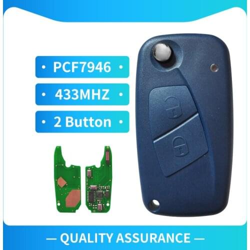 Blue Colour 2 Button Remote Key For FIA 500 Panda Punto Bravo Delp Key PCF7946 Chip 2 Button 433Mhz