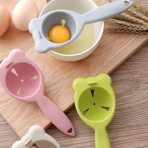 1PCS Wheat Straw Egg Separator Lovely Ergonomic Handle Wheat Straw Egg Yolk Separator Egg Tool Kitchen Cooking Gadget