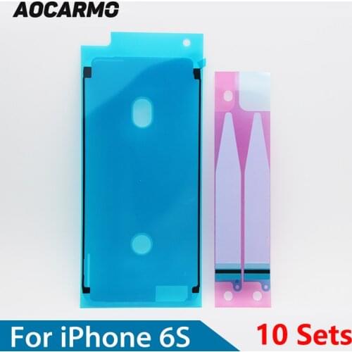 10 Sets/Lot Aocarmo Front LCD Screen Sticker Glue + Battery Adhesive Full Set For iPhone 6S 4.7" Replacement Black/White
