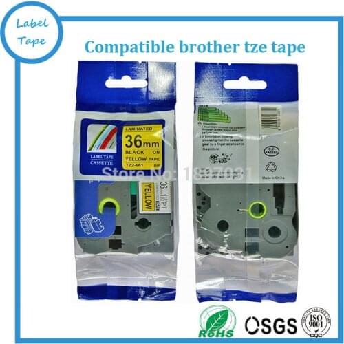 10pcs TZe-661 tze661 36mm Black on Yellow TZ-661 tz661 Tz Adhesive label tapes compatible ptouch tze label printers