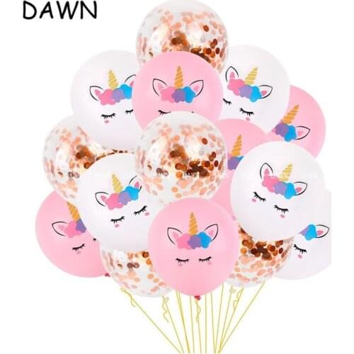 12pcs/lot 12 Inch Unicorn Balloon Rose Gold Confetti Balloon Baby Birthday Wedding Party Decoration Latex Balloons Supplies